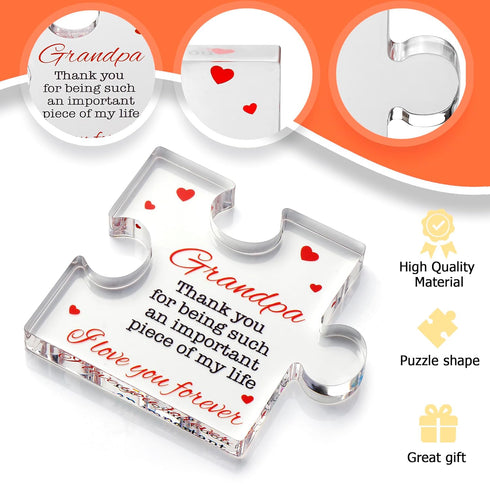 Personalized Engraved Acrylic Block Puzzle for Grandpa  Ideal Gift